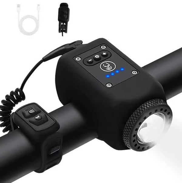 Veltrix™ 2-in-1 Bike Light & Horn – USB Rechargeable Waterproof Bicycle Headlight with Loud Horn for Night Riding Safety