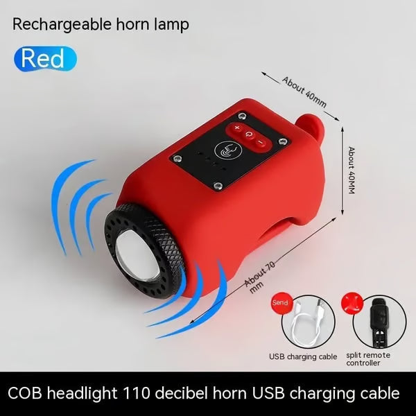 Veltrix™ 2-in-1 Bike Light & Horn – USB Rechargeable Waterproof Bicycle Headlight with Loud Horn for Night Riding Safety