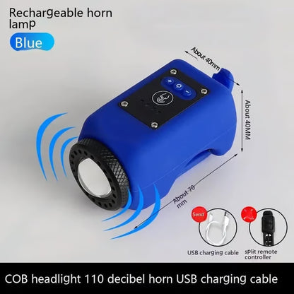 Veltrix™ 2-in-1 Bike Light & Horn – USB Rechargeable Waterproof Bicycle Headlight with Loud Horn for Night Riding Safety