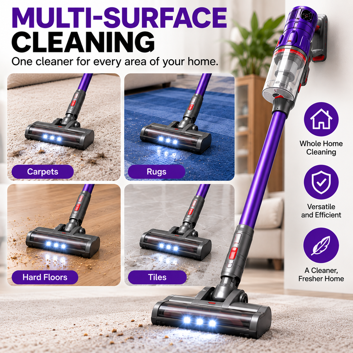 Virello™ Powerful Cordless Vacuum Cleaner for Pet Hair & Home Cleaning