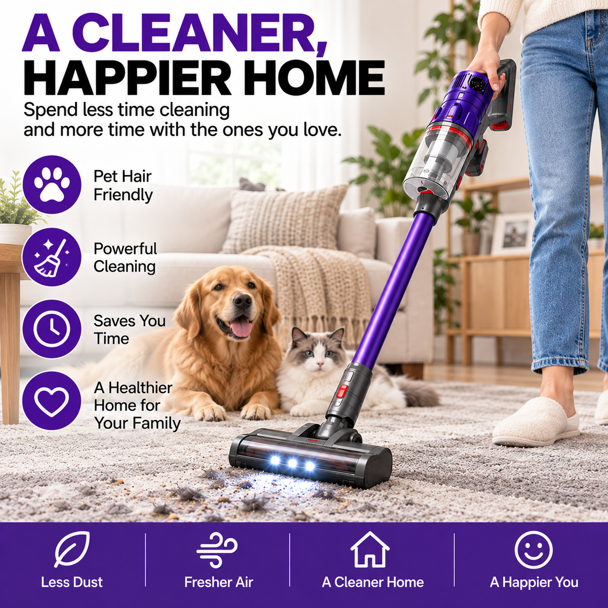 Virello™ Powerful Cordless Vacuum Cleaner for Pet Hair & Home Cleaning
